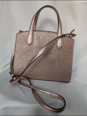 Kate Spade New York Tinsel Glitter Fabric Satchel (Style K9337) Rose Gold